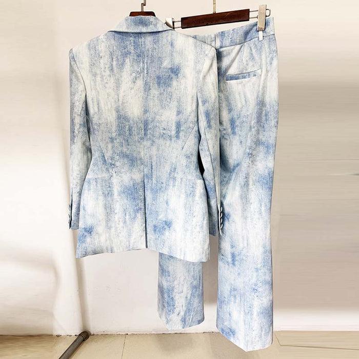 Women's Multicolor Color Pantsuit Two Pieces Outfit Flared Pants Suit