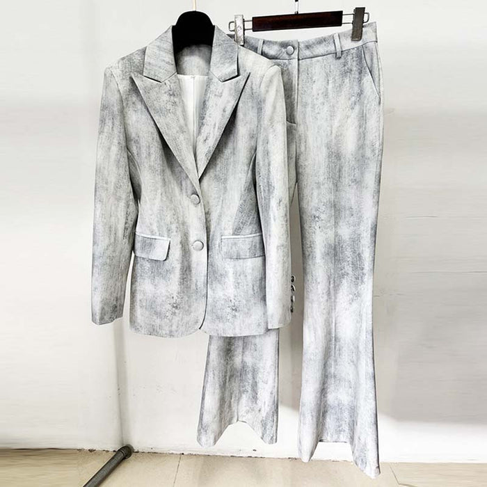 Women's Multicolor Color Pantsuit Two Pieces Outfit Flared Pants Suit