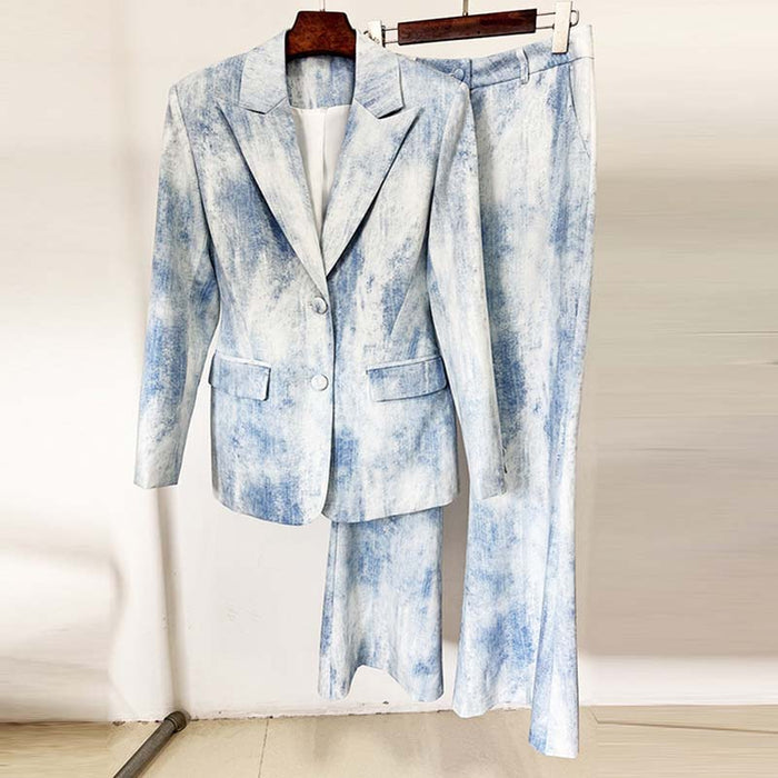 Women's Multicolor Color Pantsuit Two Pieces Outfit Flared Pants Suit