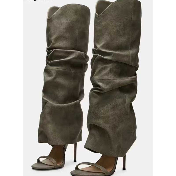 Women's Over The Knee Boots Thigh High Boots Open Toe Stiletto Heel Sandals Y2K Party Evening Shoes