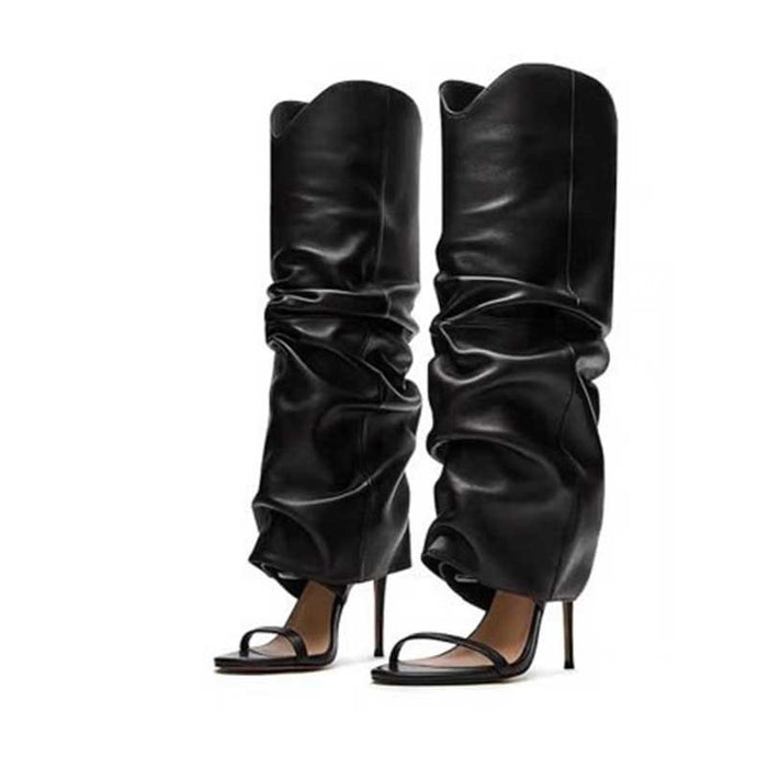 Women's Over The Knee Boots Thigh High Boots Open Toe Stiletto Heel Sandals Y2K Party Evening Shoes