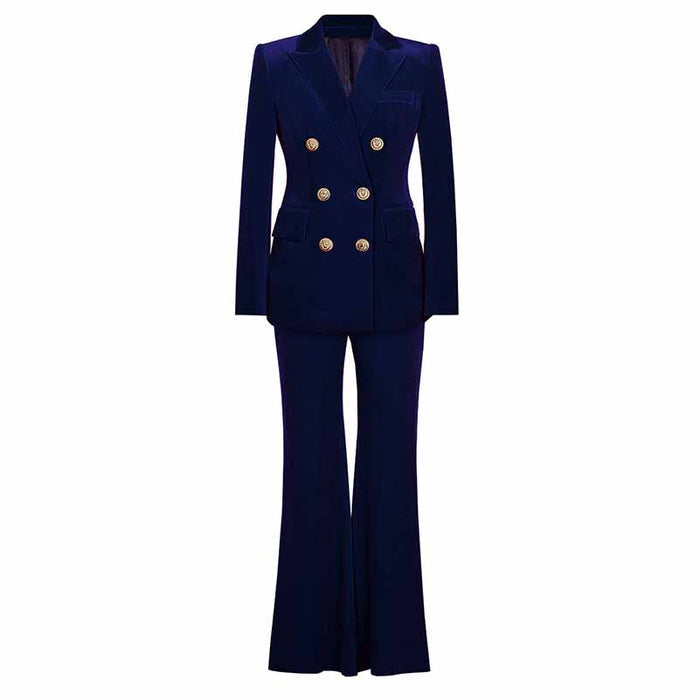 Women's Pantsuit Velvet Blazer Formal Pant Set