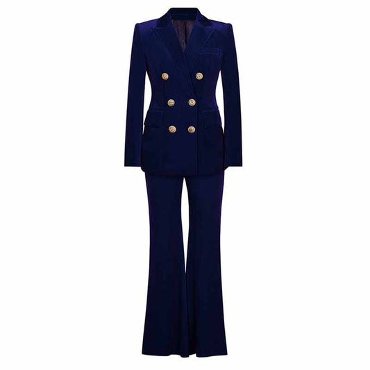 Women's Pantsuit Velvet Blazer Formal Pant Set