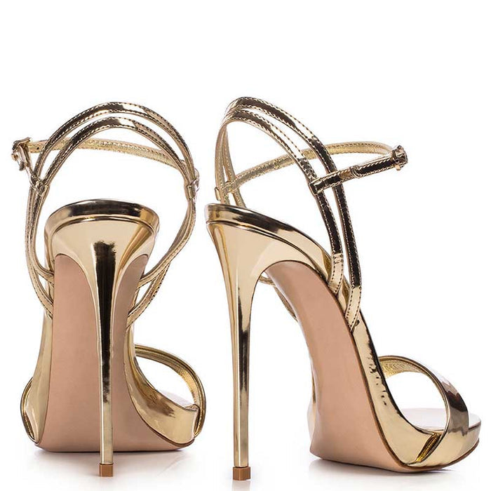 Womens Patent-Leather Sandals Buckle Straps High Heels