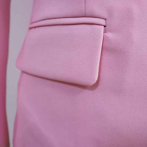 Women's Pink Coats & Jacket Long Sleeves Blazer Breasted Coat