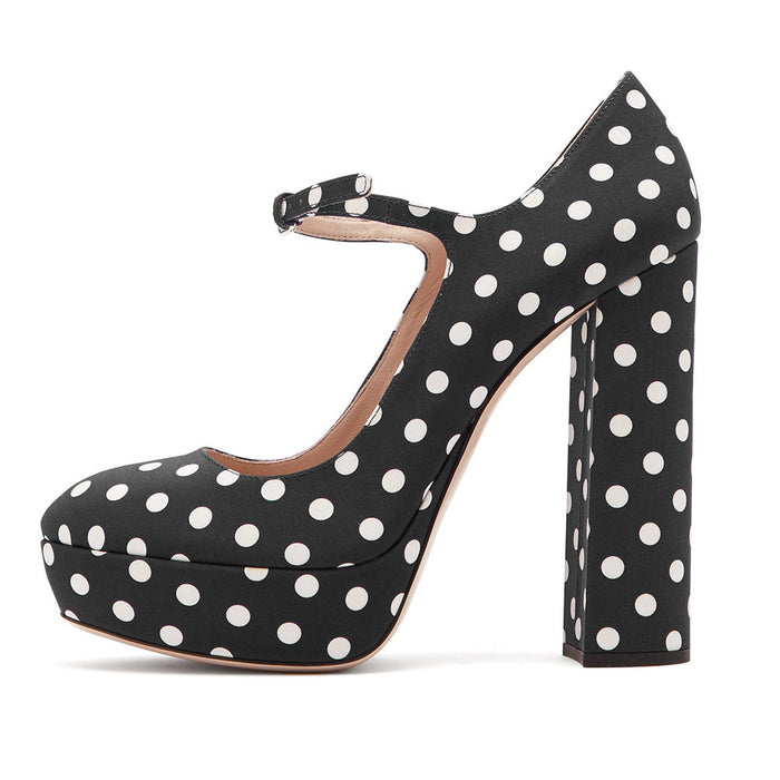 Women's Platform High Heels Mary Jane Pumps Chunky Block Heel Ankle Strap Dress Shoes