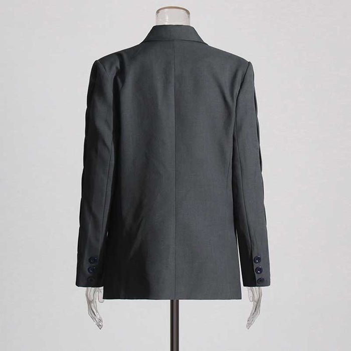 Women's Pleated Long Sleeve Loose Blazer in Grey