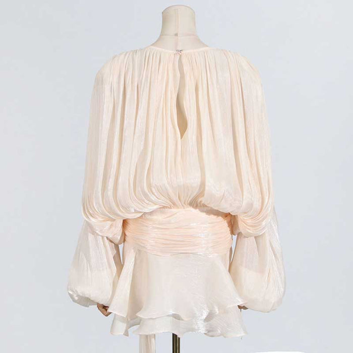 Women's Pleated Ruffle Mini Dress