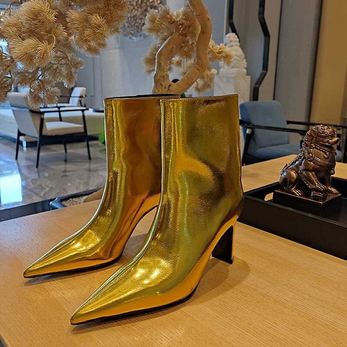 Women's Point Toe Chunky Ankle Boots