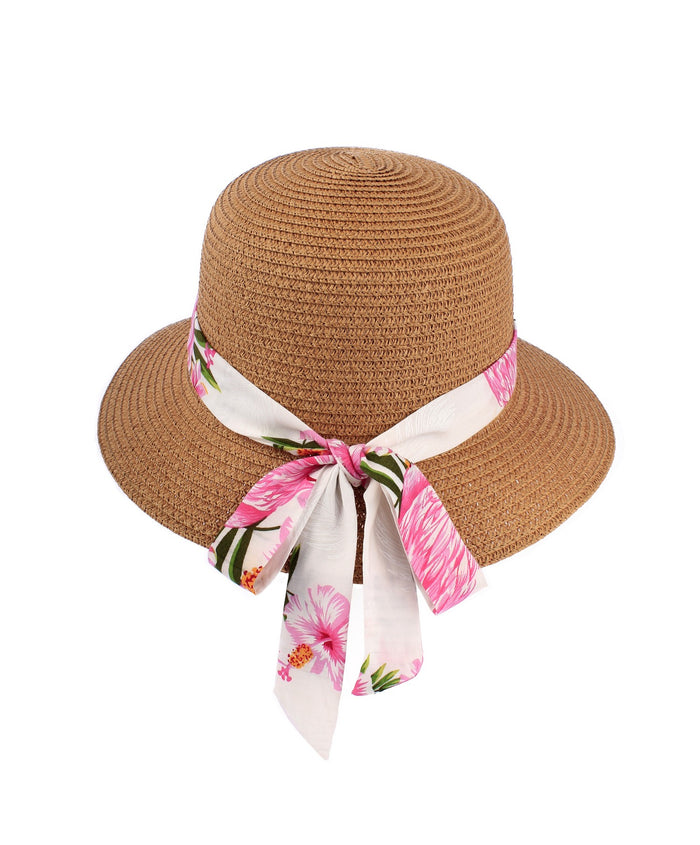 Women's Poncho Dress with Matching Hat in Pink Hibiscus Vine