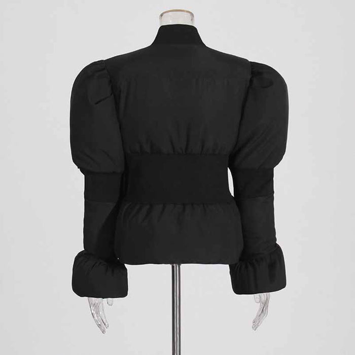 Women's Puff-Sleeve Cropped Padded Jacket Cotton Coat