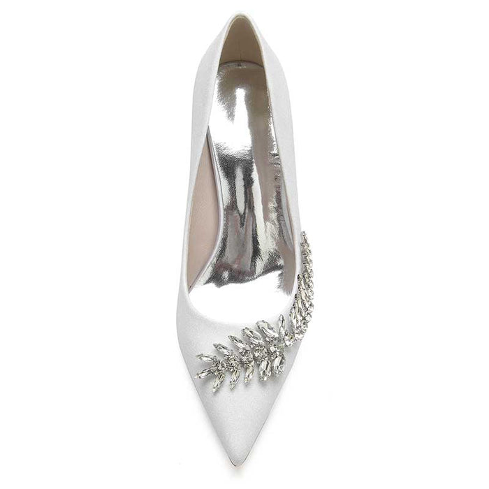 Women's Rhinestones Wedding Shoes Gliter High Heels Pointed Toe Bridal Heels