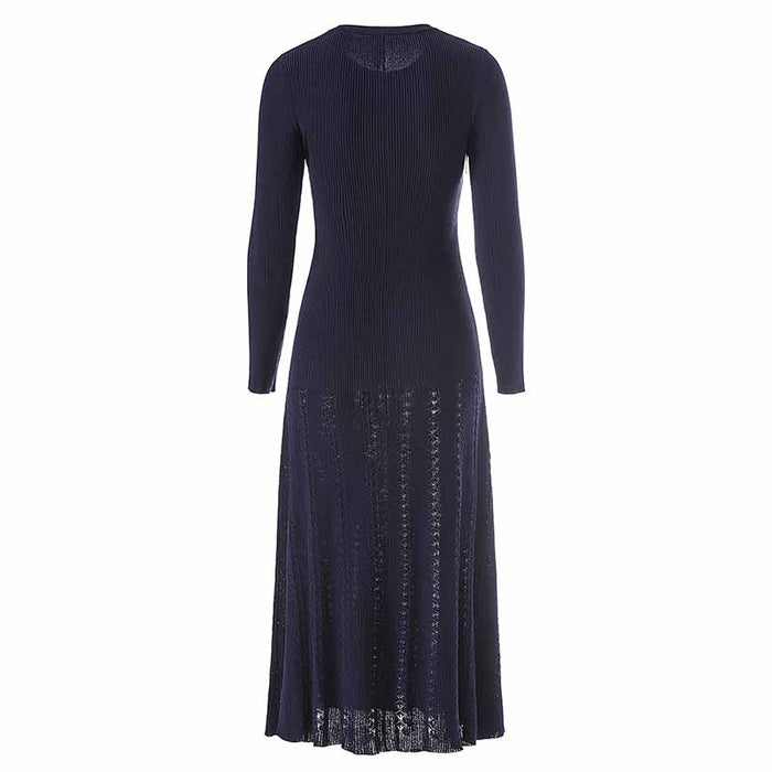 Women's Ribbed-knit Button Detail Midi Dress