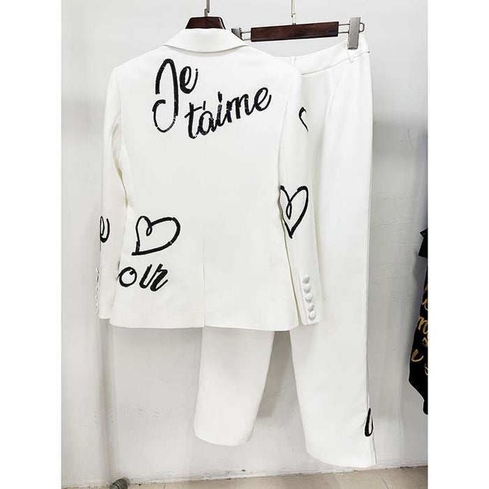 Women's Sequined Letter Pantsuit | Sparkle in Style | sd-hk
