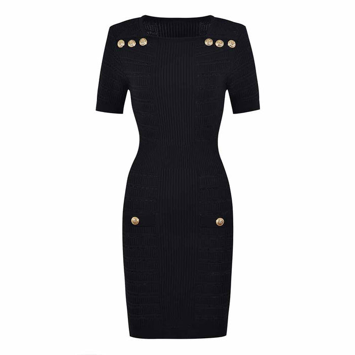 Women's short sleeves mini knitted dress