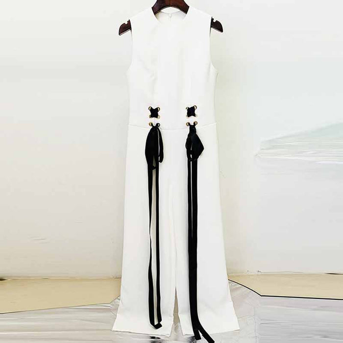 Women's Sleeveless Jumpsuit One Pieces Pantsuit Straight-Leg Jumper