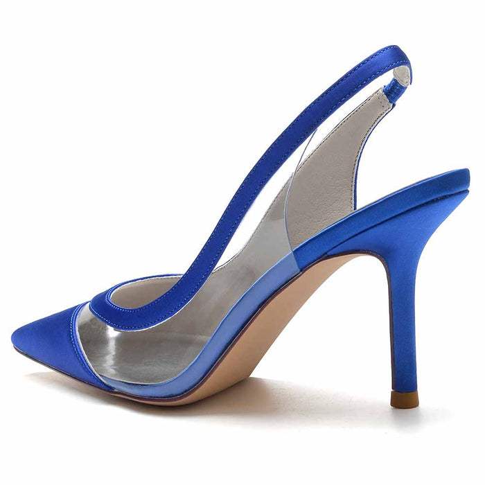 Womens Slingback Satin Heels Bridal Party Pumps Formal Dress Shoes
