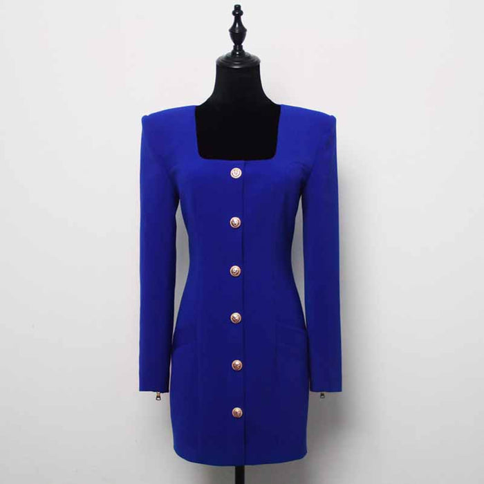 Women's Square Neck Mini Dress Long Sleeve Bodycon Dresses