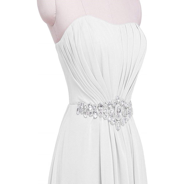 Women's Strapless Chiffon Back Bridesmaid Evening Maxi Dresses