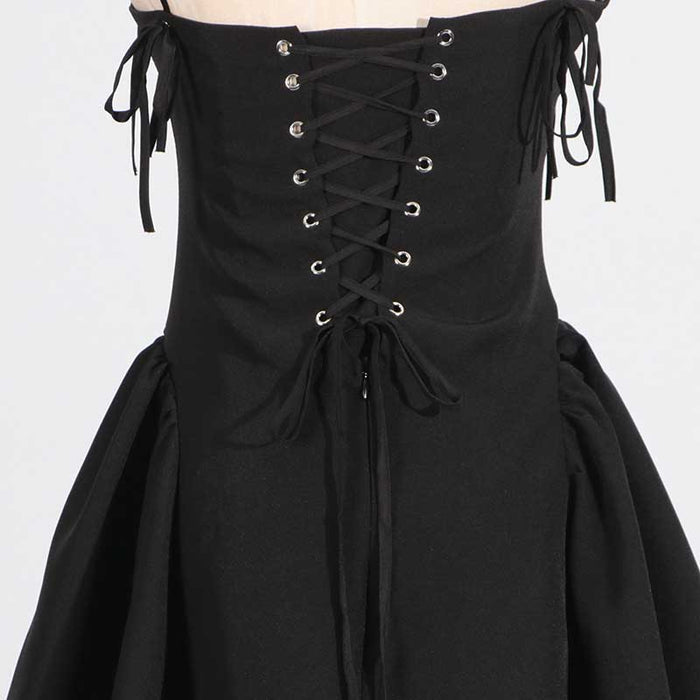Women's Strapless Mini Dress A Line Lace-Up Short Dress