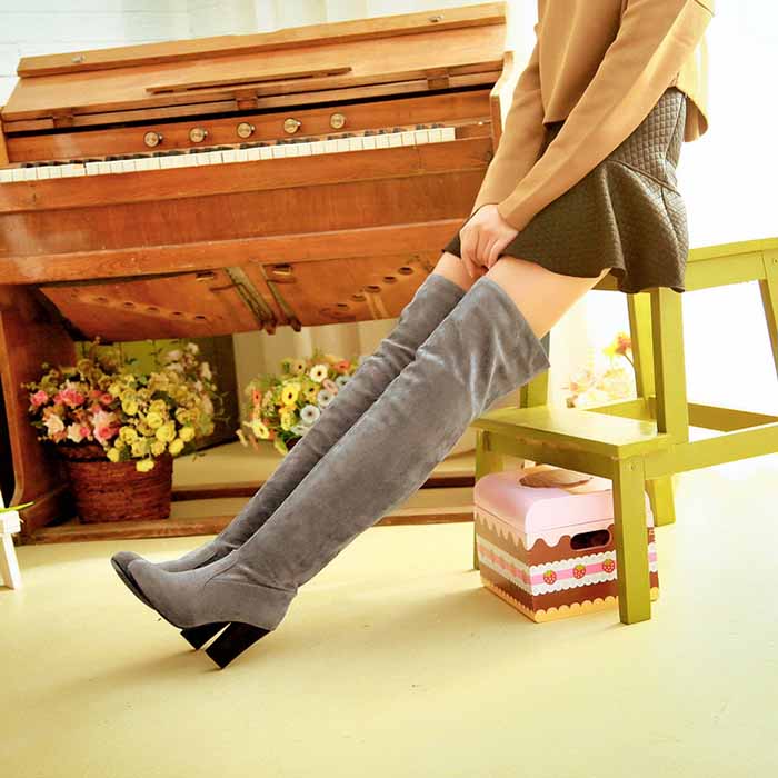 Women's suede over the knee long boots
