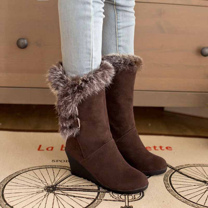 Women's suede wedge boots ankle bootie