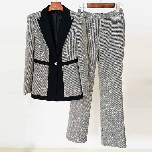Women's Suit Trousers With Check Pattern Fashion Two PIeces Pansuits