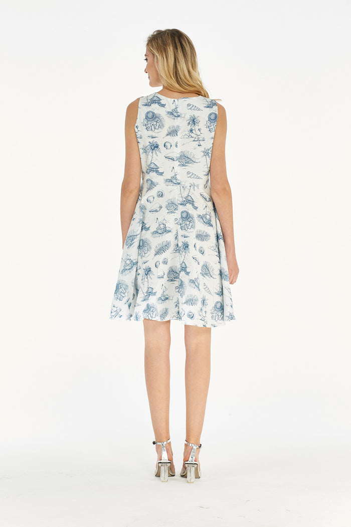 Women's Vintage Fit and Flare Dress and Matching Band  Flamingo Party