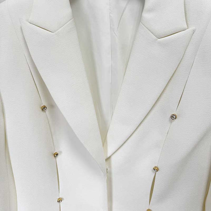 Womens White 2 Pieces Outfit Formal Wide-Legs Pantsuit Wedding Suit