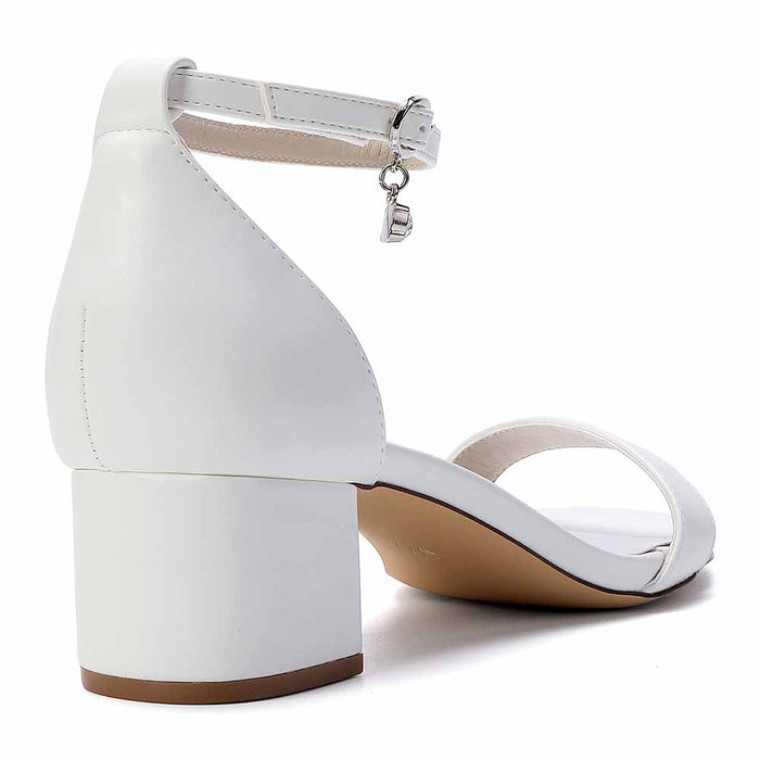 Women's White Ankle Strap Sandals Block Heel Open Toe Dress Shoes for Wedding Party Casual Wear