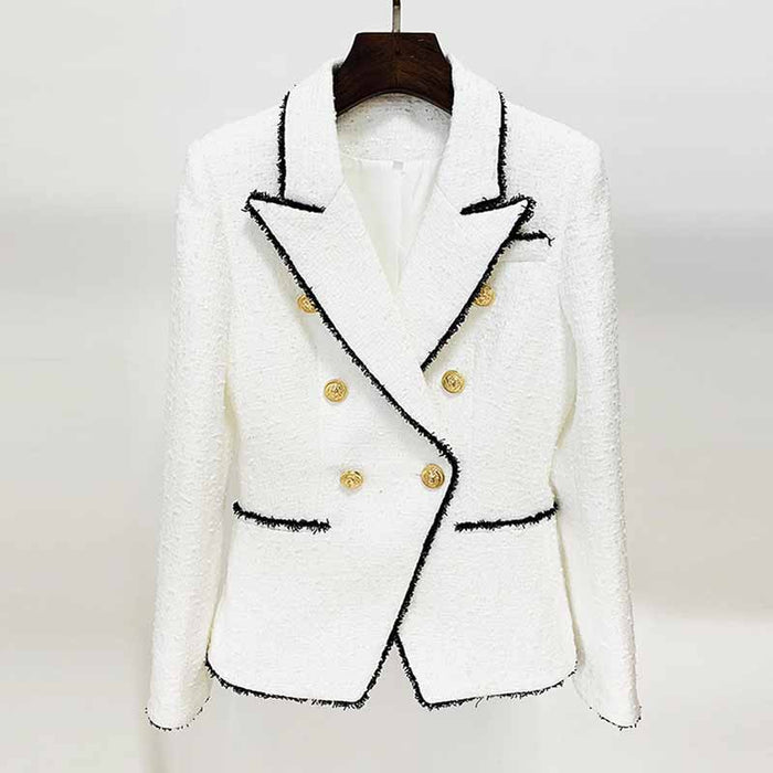 Womens White Blazer Fitted Long Sleeve Outwear Coat
