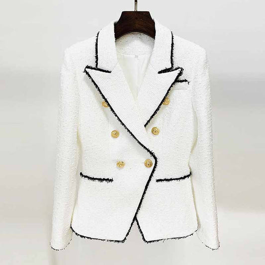 Womens White Blazer Fitted Long Sleeve Outwear Coat