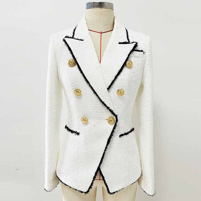 Womens White Blazer Fitted Long Sleeve Outwear Coat
