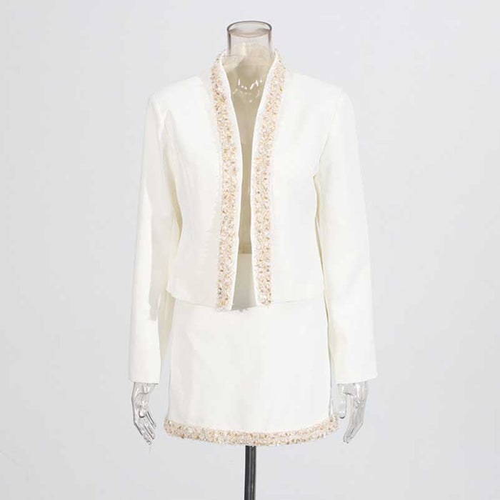 Women's White Mini Skirt Suit Wedding Suit Short Skirt Suit