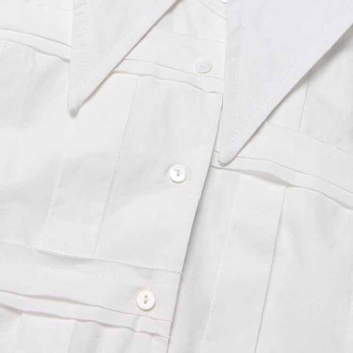 Womens White Shirt Asymmetric Top Cross Strap Blouse