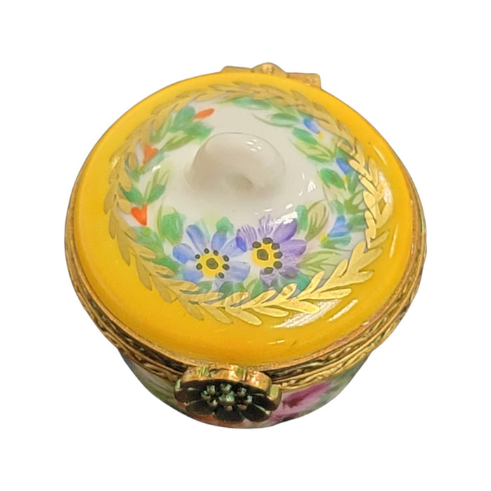 Yellow Crown Floral Limoges Box Porcelain Limoges LIMOGES BOXES traditional French Trinket Box