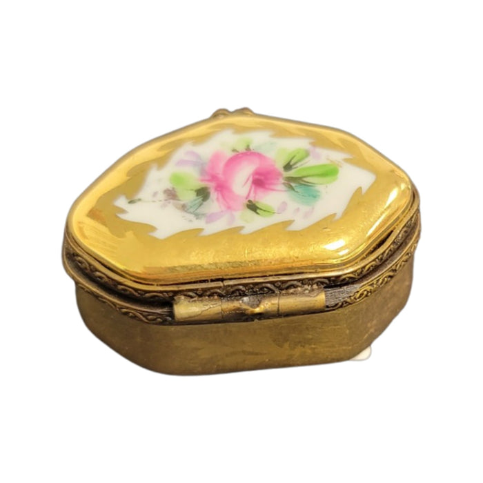 Elegant Yellow Floral Limoges Box Porcelain Limoges LIMOGES BOXES traditional French Trinket Box