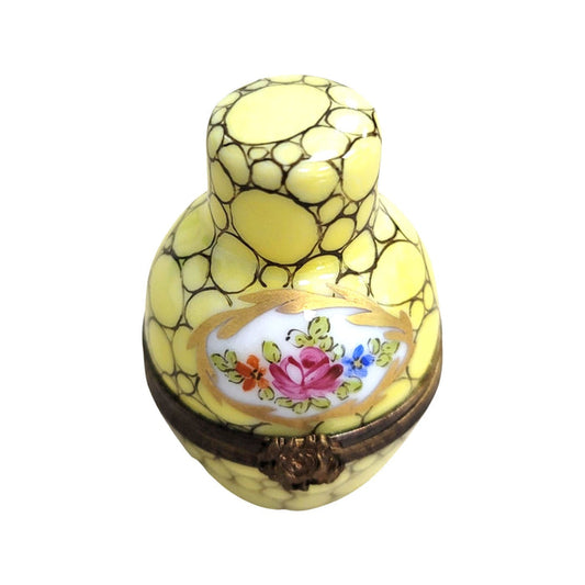 Elegant Yellow Perfume Bottle Porcelain Limoges perfume French Trinket Box