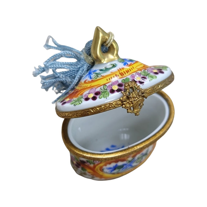 Elegant Yellow Red Limoges Box Porcelain Limoges LIMOGES BOXES traditional French Trinket Box