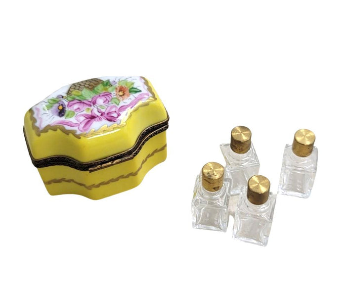 Yellow Rose Porcelain Trinket Box Porcelain Limoges Perfume French Trinket Box