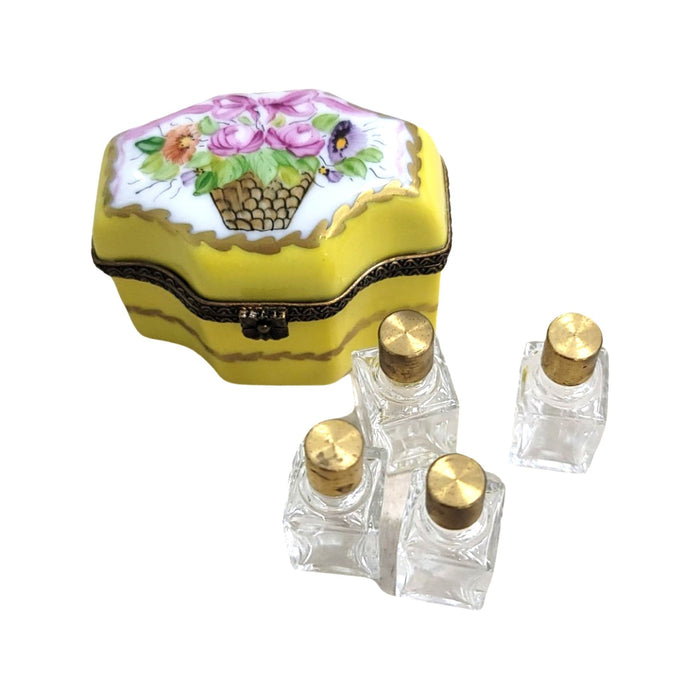 Yellow Rose Porcelain Trinket Box Porcelain Limoges Perfume French Trinket Box