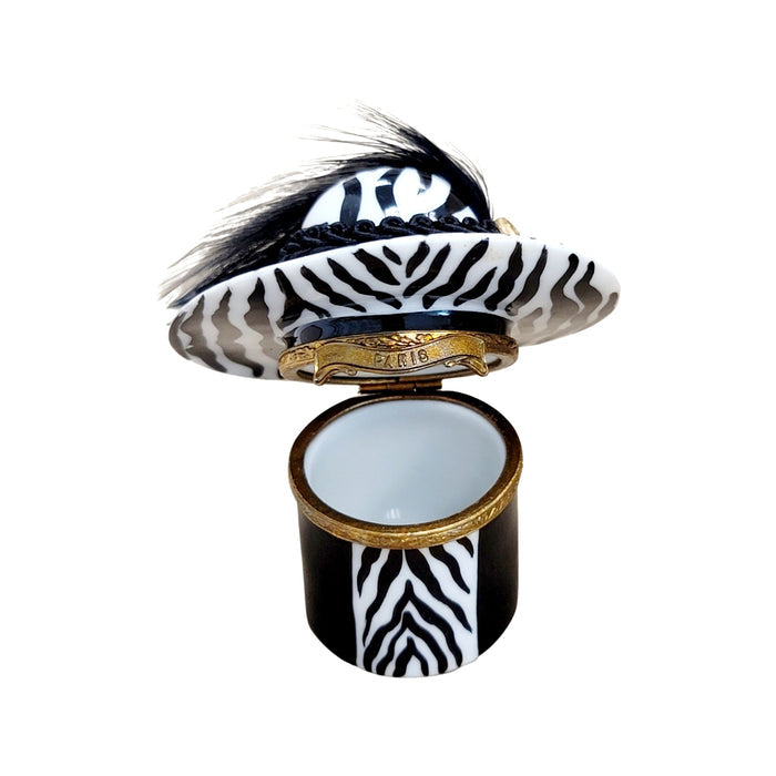 Zebra Hat Porcelain Treasure Porcelain Limoges shoe figurine LIMOGES BOXES French Trinket Box