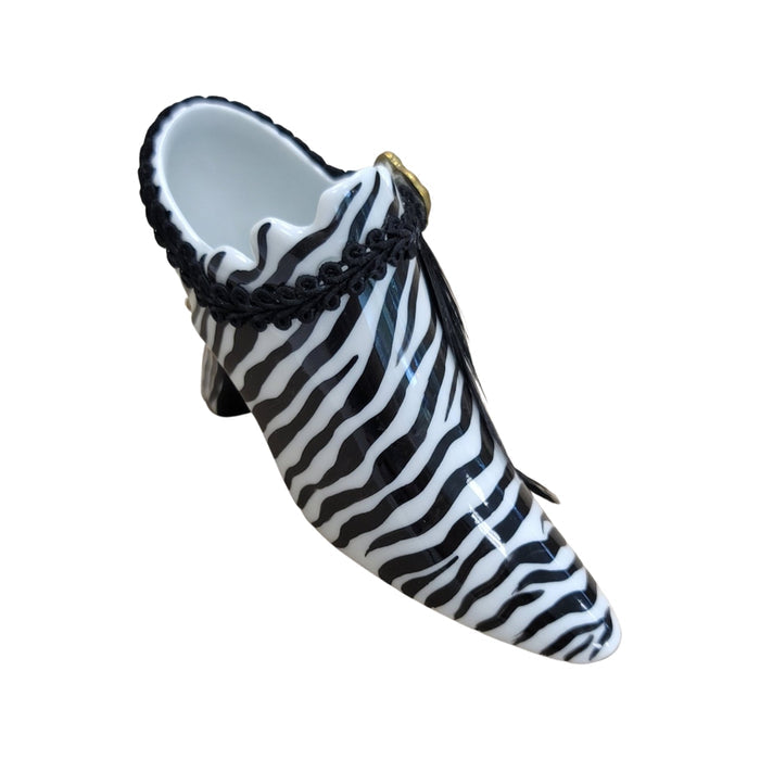 Zebra Print Shoe Elegance Porcelain Limoges shoe figurine LIMOGES BOXES French Trinket Box