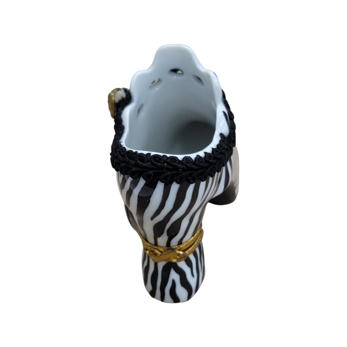 Zebra Print Shoe Elegance Porcelain Limoges shoe figurine LIMOGES BOXES French Trinket Box
