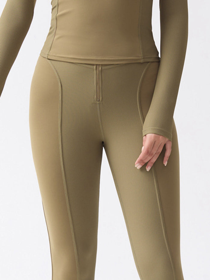 Zipper Ribbed Leggings