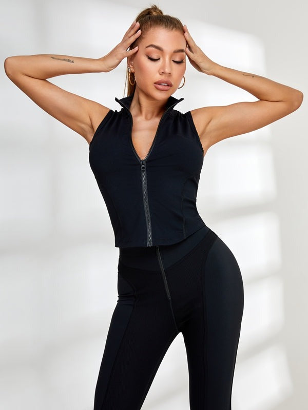 Zipper Ribbed Leggings